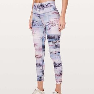 Lululemon - Wunder Under Leggings, Sunrise Silhouette Print, Size 8, Like New!